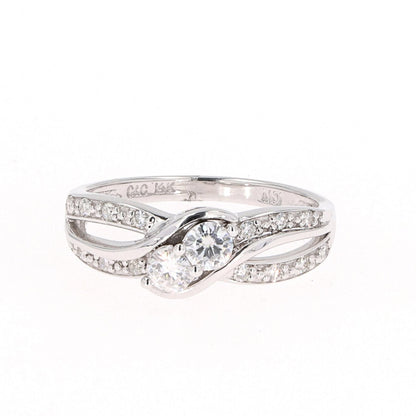 0.50 CTW DEW Round Moissanite Bypass Ring in 14K White Gold
