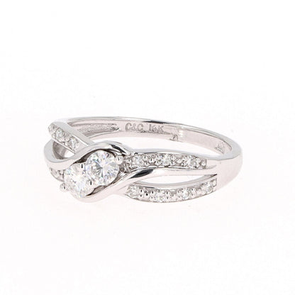 0.50 CTW DEW Round Moissanite Bypass Ring in 14K White Gold