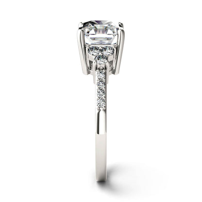 2.90 CTW DEW Radiant Moissanite Engagement Ring in 14K White Gold