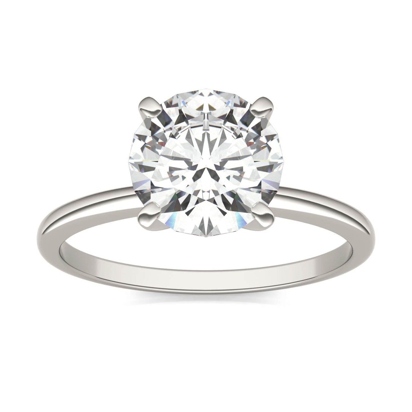 1.90 CTW DEW Round Moissanite Solitaire Engagement Ring in 14K White Gold