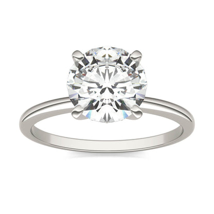 1.90 CTW DEW Round Moissanite Solitaire Engagement Ring in 14K White Gold