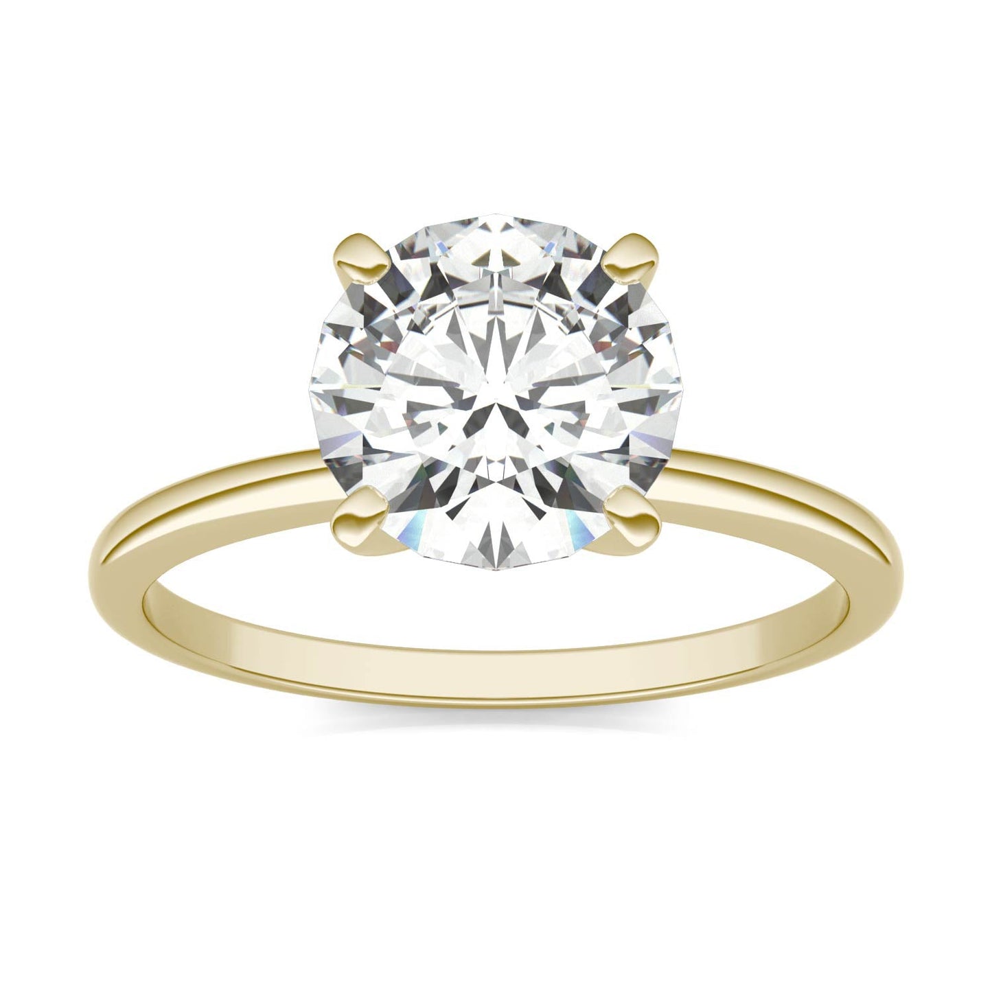 1.90 CTW DEW Round Moissanite Solitaire Engagement Ring in 14K Yellow Gold