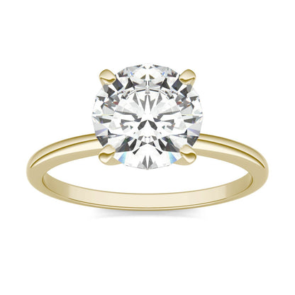 1.90 CTW DEW Round Moissanite Solitaire Engagement Ring in 14K Yellow Gold