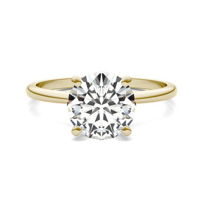 1.90 CTW DEW Round Moissanite Solitaire Engagement Ring in 14K Yellow Gold