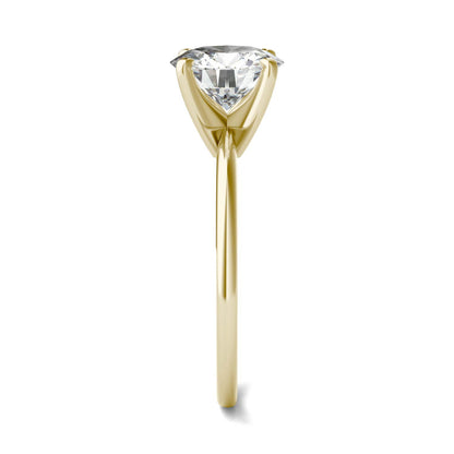 1.90 CTW DEW Round Moissanite Solitaire Engagement Ring in 14K Yellow Gold