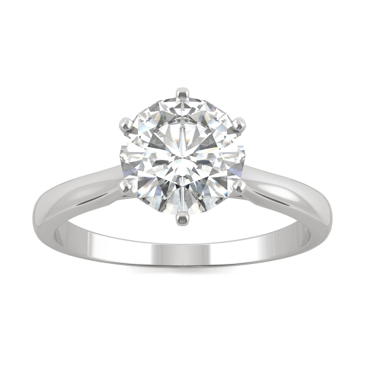 1.50 CTW DEW Round Moissanite Six-Prong Solitaire Engagement Ring in 14K White Gold