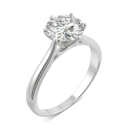 1.50 CTW DEW Round Moissanite Six-Prong Solitaire Engagement Ring in 14K White Gold