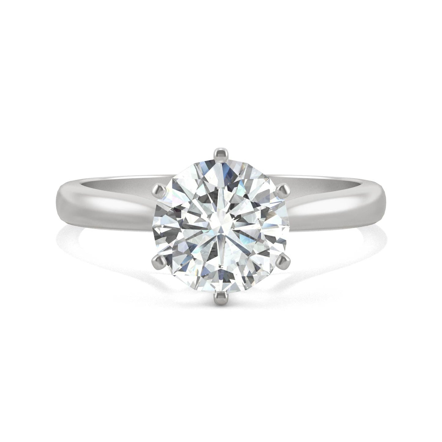 1.50 CTW DEW Round Moissanite Six-Prong Solitaire Engagement Ring in 14K White Gold