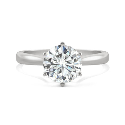 1.50 CTW DEW Round Moissanite Six-Prong Solitaire Engagement Ring in 14K White Gold