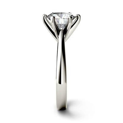 1.90 CTW DEW Round Moissanite Six-Prong Cathedral Solitaire Engagement Ring in 14K White Gold