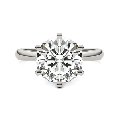 3.10 CTW DEW Round Moissanite Solitaire Ring in 14K White Gold