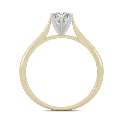 0.50 CTW DEW Round Moissanite Engagement Ring in 14K Two-Toned Gold
