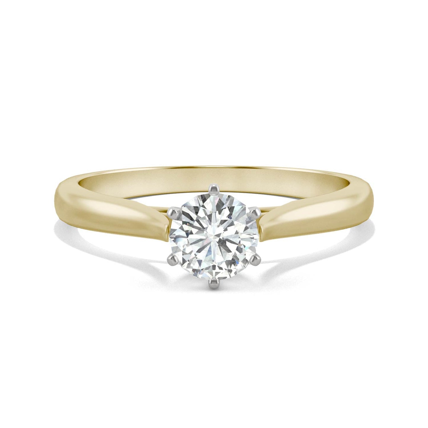 0.50 CTW DEW Round Moissanite Engagement Ring in 14K Two-Toned Gold