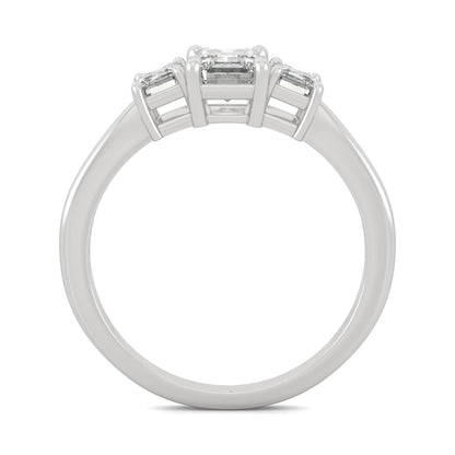 1.55 CTW DEW Emerald Moissanite Three-Stone Ring in 14K White Gold