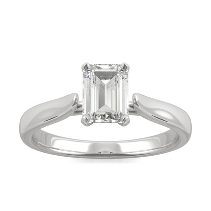 1.01 CTW DEW Emerald Moissanite Solitaire Ring in 14K White Gold