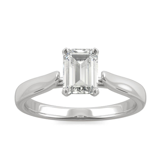 1.01 CTW DEW Emerald Moissanite Solitaire Ring in 14K White Gold