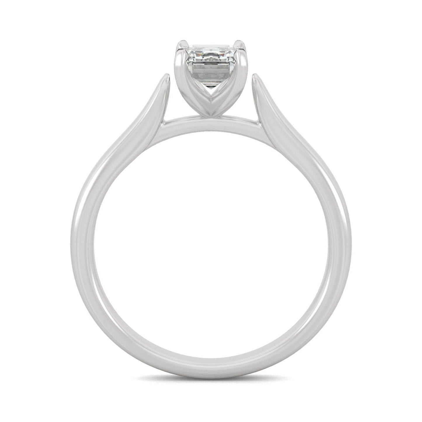1.01 CTW DEW Emerald Moissanite Solitaire Ring in 14K White Gold