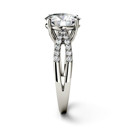 2.92 CTW DEW Round Moissanite Engagement Ring in 14K White Gold