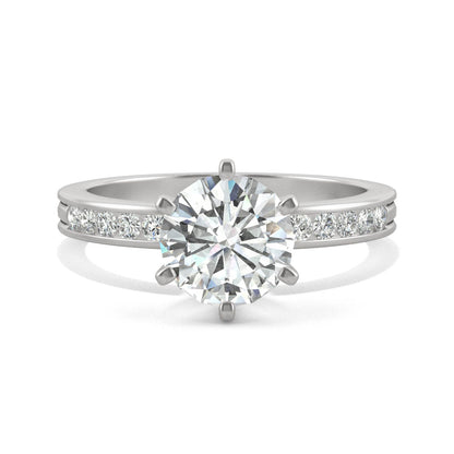 1.70 CTW DEW Round Moissanite Engagement Ring in 14K White Gold