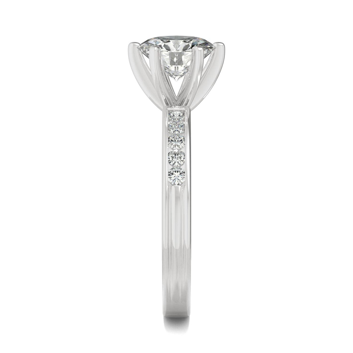 1.70 CTW DEW Round Moissanite Engagement Ring in 14K White Gold