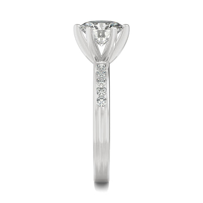 1.70 CTW DEW Round Moissanite Engagement Ring in 14K White Gold