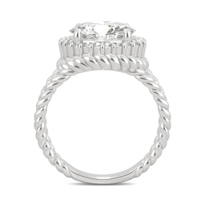 2.94 CTW DEW Round Moissanite Halo Split-Shank Engagement Ring in 14K White Gold