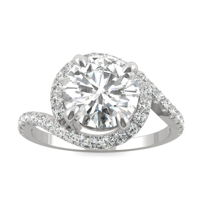 2.24 CTW DEW Round Moissanite Engagement Ring in 14K White Gold
