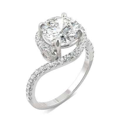 2.24 CTW DEW Round Moissanite Engagement Ring in 14K White Gold