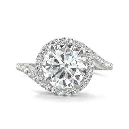 2.24 CTW DEW Round Moissanite Engagement Ring in 14K White Gold