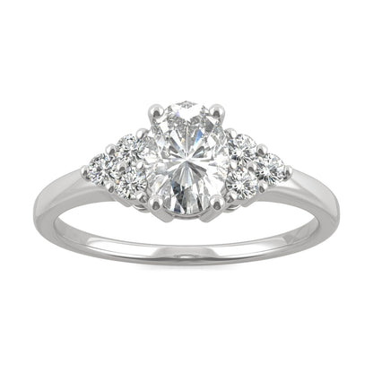 1.08 CTW DEW Oval Moissanite Engagement Ring in 14K White Gold
