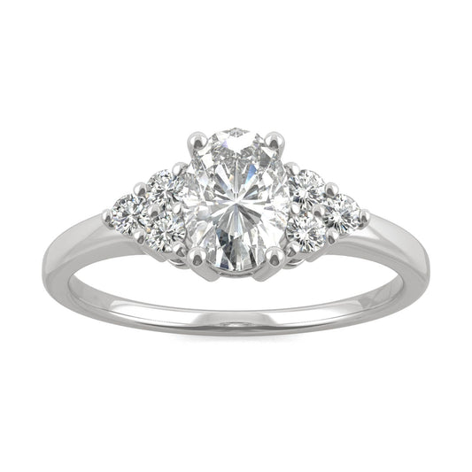 1.08 CTW DEW Oval Moissanite Engagement Ring in 14K White Gold