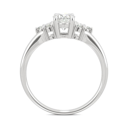 1.08 CTW DEW Oval Moissanite Engagement Ring in 14K White Gold