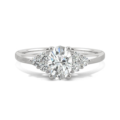 1.08 CTW DEW Oval Moissanite Engagement Ring in 14K White Gold