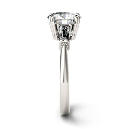 2.27 CTW DEW Round Moissanite Three-Stone Ring in 14K White Gold