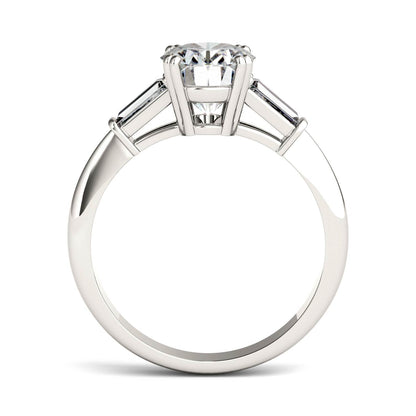 2.47 CTW DEW Oval Moissanite Three-Stone Engagement Ring in 14K White Gold