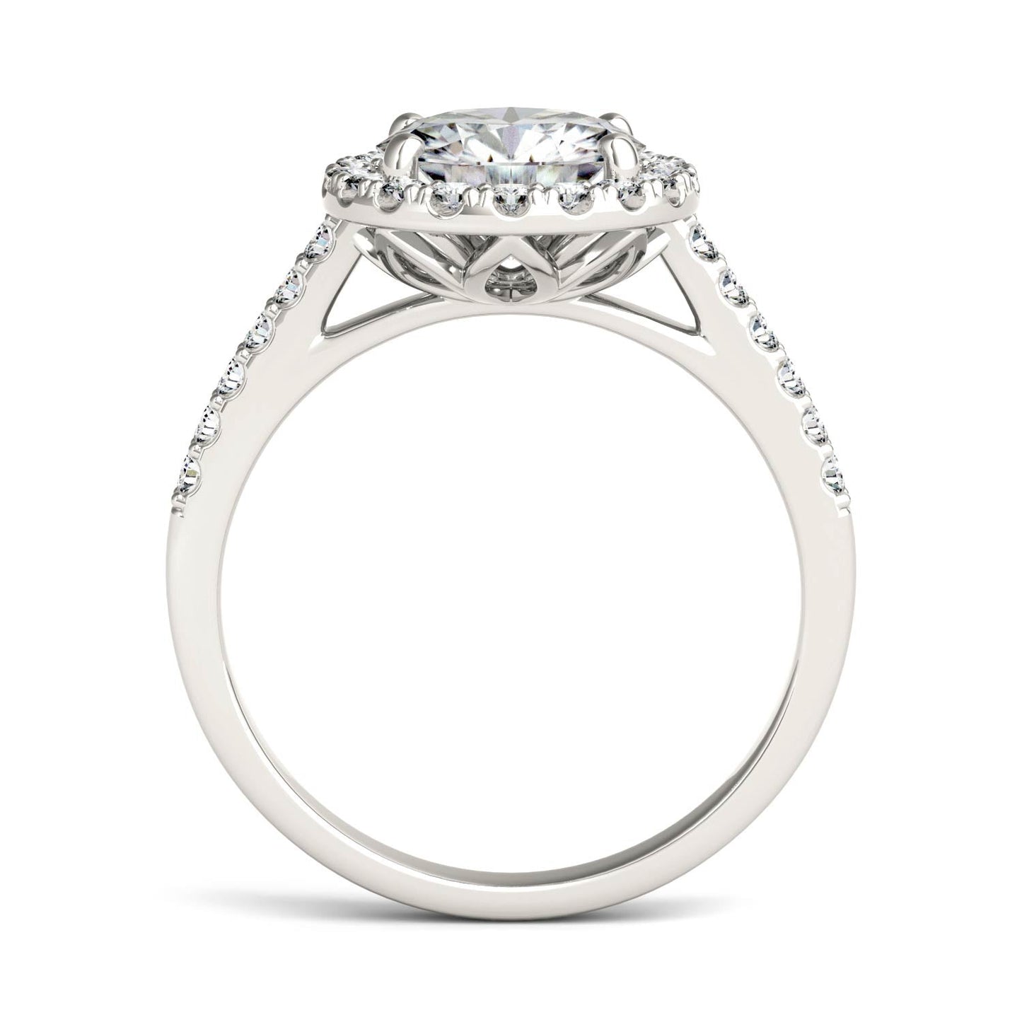 2.35 CTW DEW Round Moissanite Halo Ring in 14K White Gold