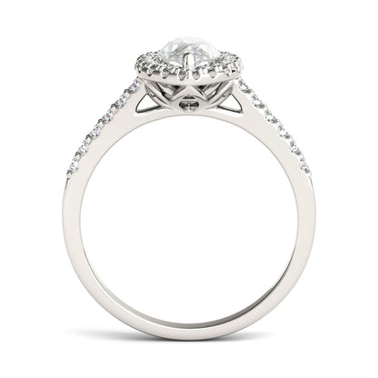 1.45 CTW DEW Marquise Moissanite Halo Ring in 14K White Gold