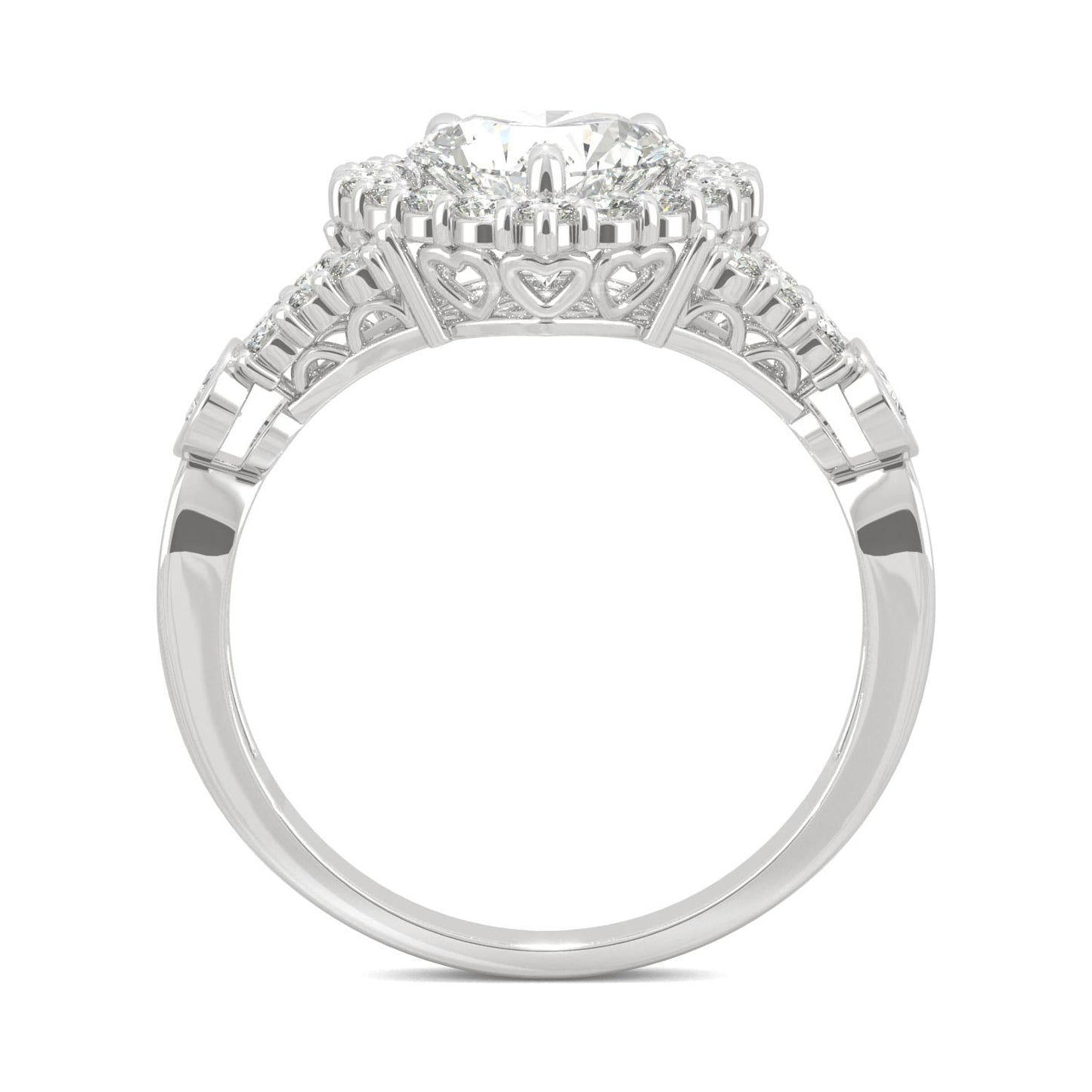 1.79 CTW DEW Heart Moissanite Engagement Ring in 14K White Gold