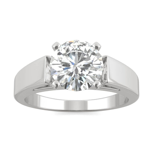 1.9 CTW DEW Round Moissanite Solitaire Engagement Ring in 14K White Gold