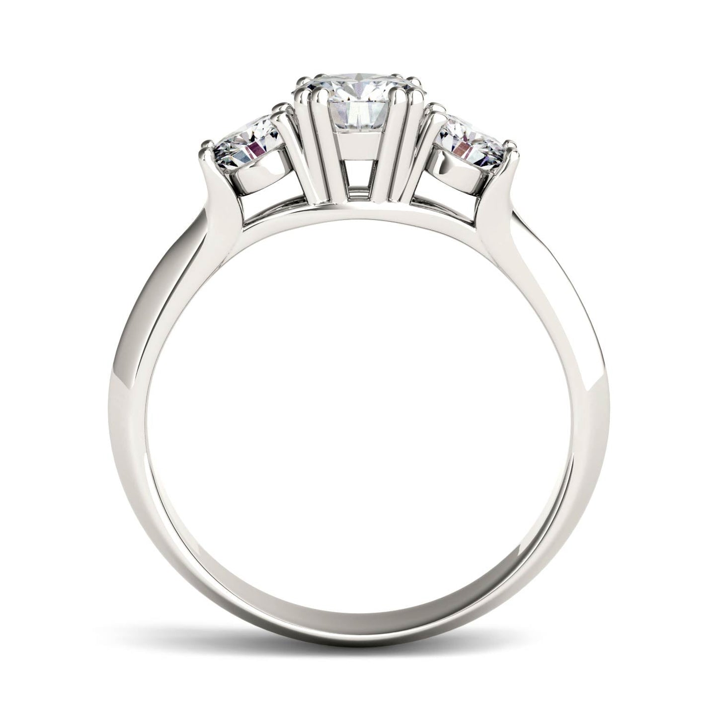 1.06 CTW DEW Round Moissanite Three-Stone Ring in 14K White Gold