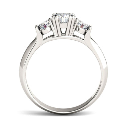 1.06 CTW DEW Round Moissanite Three-Stone Ring in 14K White Gold