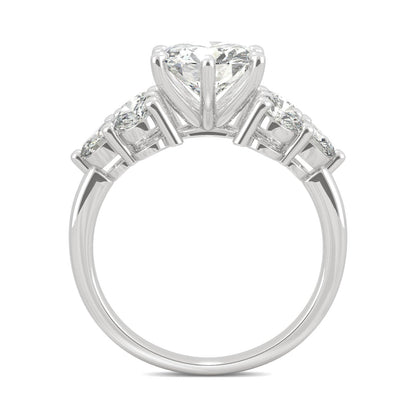 3.28 CTW DEW Round Moissanite Engagement Ring in 14K White Gold