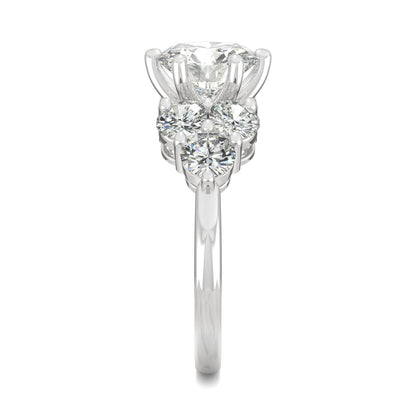 3.28 CTW DEW Round Moissanite Engagement Ring in 14K White Gold