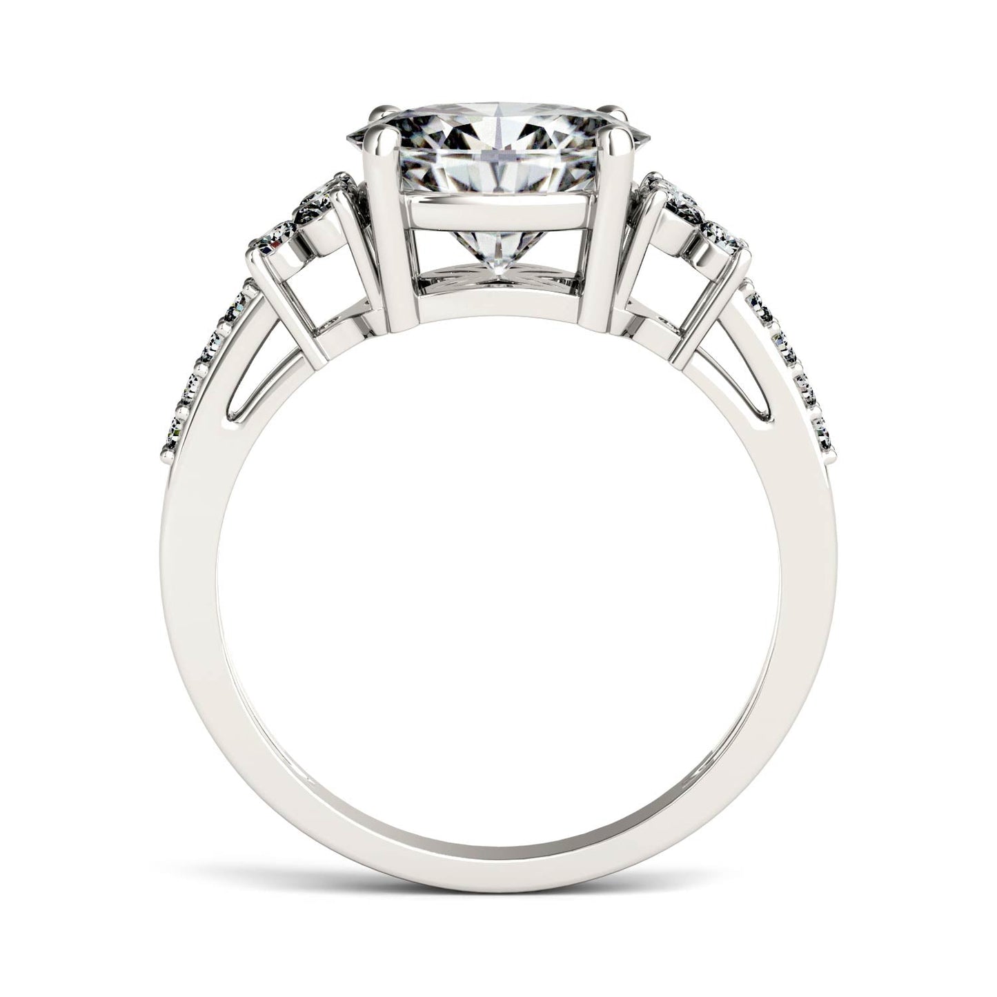 2.30 CTW DEW Oval Moissanite Engagement Ring in 14K White Gold