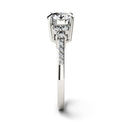 2.30 CTW DEW Oval Moissanite Engagement Ring in 14K White Gold