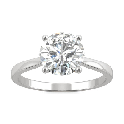 1.90 CTW DEW Round Moissanite Solitaire Engagement Ring in 14K White Gold