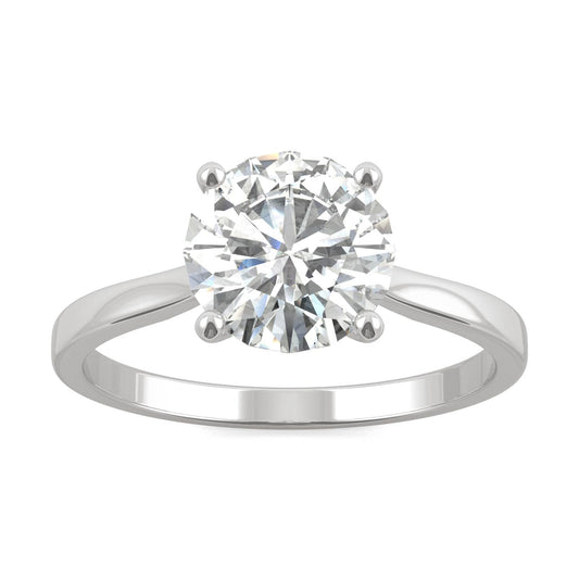 1.90 CTW DEW Round Moissanite Solitaire Engagement Ring in 14K White Gold