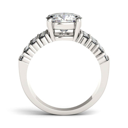 2.92 CTW DEW Round Moissanite Three-Row Engagement Ring in 14K White Gold