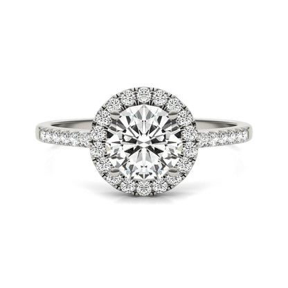 1.30 CTW DEW Round Moissanite Halo Ring in 14K White Gold