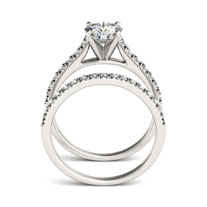 1.61 CTW DEW Round Moissanite Bridal Set in 14K White Gold
